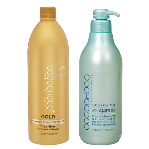 COCOCHOCO Gold Brazilian Keratin Hair Treatment 1 Litre + Clarifying Shampoo 1 Litre